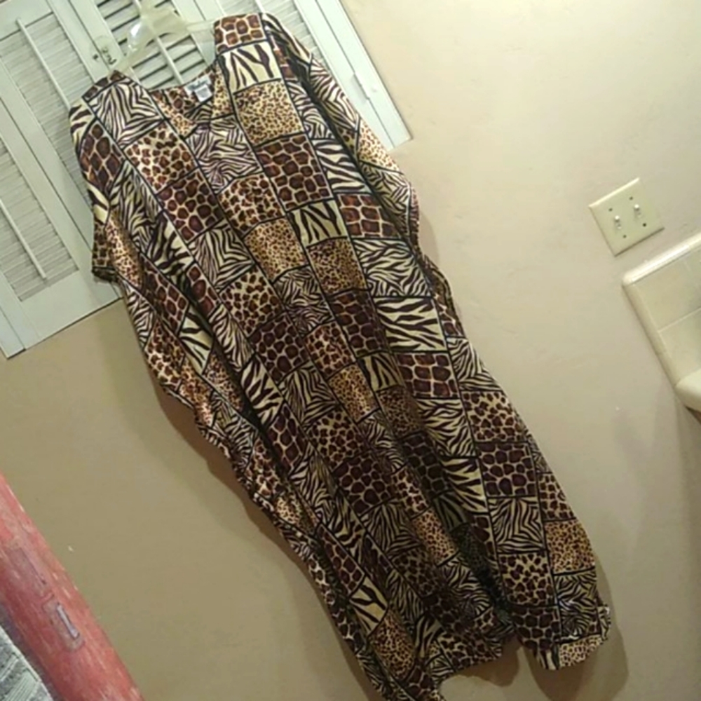 Winlar One Size Kaftan Dress African Safari Animal Print